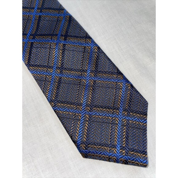The Men’s Store Bloomingdale’s Men’s Dress Tie Size 56” Blue Striped Silk Italy - Picture 1 of 12